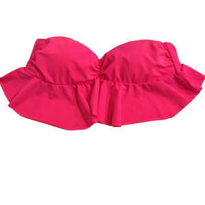 Victorias Secret Strapless Pink Flounce Multi Way Bandeau Bikini Top Size Medium